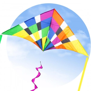 Delta Rainbow Checker - Kids Kites, age 10+, 98cmx210cm, inc...