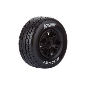 LOUISE SC-ROCKET 1/10 Scale Truck Tires Soft Compound / Black Rim (For TRAXXAS Slash Front) /Mounted