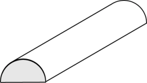Evergreen baltas plastikinis pusapvalis strypelis 1.52x355.6mm 241 [136]