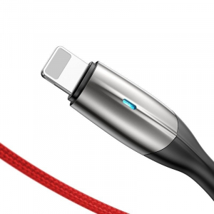Baseus Horizontal Lightning Cable with LED lamp 1m 2.4A (Red)