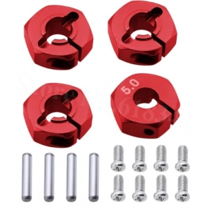 Red Aluminum Wheel Adaptors su užrakto varžtais - 5mm (12mm Hex)