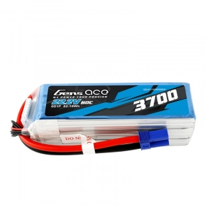 Gens Ace 3700mAh 22.2V 60C 6S1P LiPo Baterija Su EC5 Jungtimi