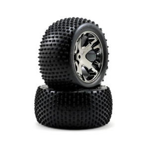 Traxxas Alias Rear Tires w/All-Star Wheels (2) (Black Chrome) (Standard)