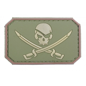 3D Patch – Pirate Skull - olive