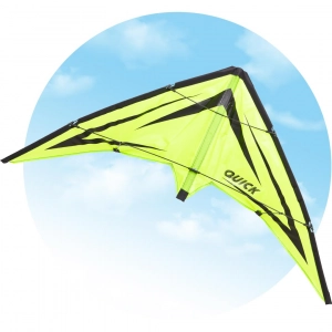 Quick Emerald - Stunt Kite, age 8+, 48x115cm, incl. 17kp Pol...