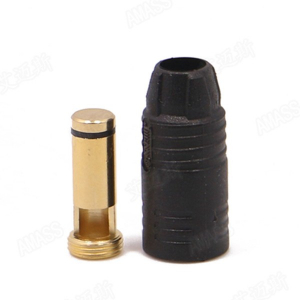 AMASS AS150 7mm paauksuota bananinė jungtis (bullet connector) su rezistoriumi ir anti-kibirkšties funkcija - vyriška, juoda