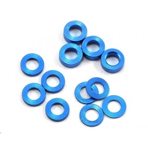 ProTek RC Aluminum Ball Stud Washer Set (Blue) (12) (0.5mm, 1.0mm & 2.0mm)