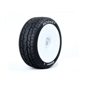 LOUISE B-ROCKET 1/8 Scale Buggy Tires Soft Compound / White Rim / Mounted