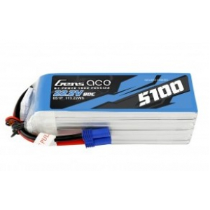 Gens ace 5100mAh 80C 22.2V 6S1P Lipo Battery Pack with EC5 plug