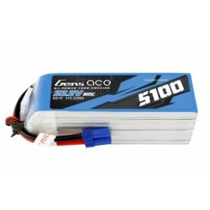 Gens ace 5100mAh 80C 22.2V 6S1P Lipo Battery Pack with EC5 p...
