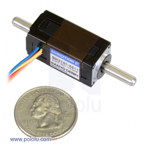 Sanyo Miniature Stepper Motor: Bipolar, 200 Steps/Rev, 14x30mm, 6.3V, 0.3 A/Phase, Double Shaft [229]