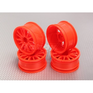 1:10 Scale Wheel Set (4pcs) Orange 14-Spoke RC Car 26mm