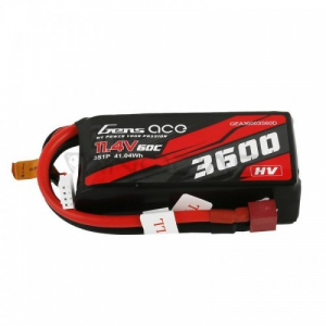 Gens ace 3600mAh 11.4V 3S1P 60C High Voltage Lipo akumuliatorius su T-jungtimi