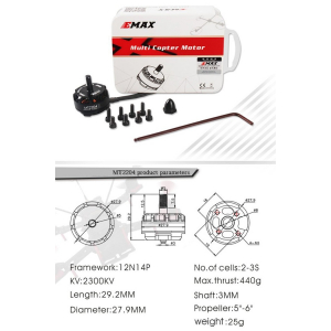 EMAX MT2204 II 2300KV Brushless CCW Motor for Remote Control Multicopter - Black