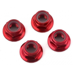 Traxxas 5mm Aluminum Flanged Nylon Locking Nuts (Red) (4)