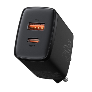 Baseus Greito Pakrovimo Adapteris Blokelis 220V, USB, USB-C, 20W (Juodas)