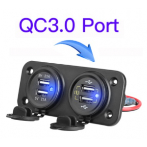 Multiple Charger For Vehicle 12V Square Usb Socket Motorhome Led Panel Marine Volt Meter Built-In Usb 12V QC3.0 Car Fast Charge