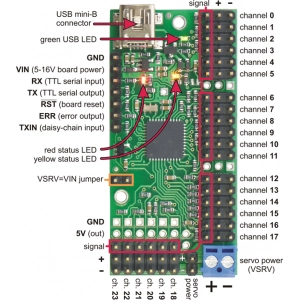 Mini Maestro 24-Channel USB Servo Controller (Assembled) [14...