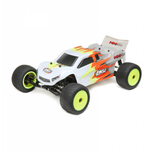 1/18 Losi Mini-T 2.0 2WD Stadium Truck radijo bangomis valdomas modelis Brushed RTR, Pilkas/baltas