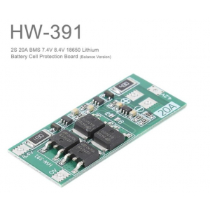 HW-391 2S 20A BMS 7.4V 8.4V 18650 Li-ion Lithium akumuliatoriaus pakrovėjo  PCB BMS Protection Board Lipo Cell Module