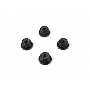 Tekno RC Alu M5 Locknuts (flanged, black) (4)