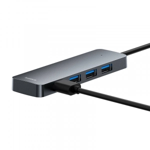 4in1 Hub Baseus UltraJoy Lite USB-A to USB 3.0 15cm (grey)