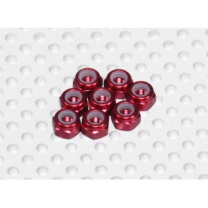Red Anodised Aluminum M3 Nylock Nuts 1vnt