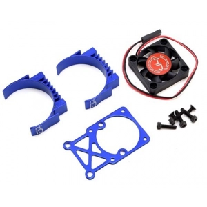 Hot Racing Clip-On Two-Piece Motor Heat Sink w/Fan (Blue)