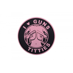 3D Badge - I Love Guns Titties - Pink