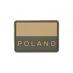 Polish Flag Subdued with Poland Text - 3D Patch