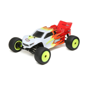 1/18 Losi Mini-T 2.0 2WD Stadium Truck radijo bangomis valdomas modelis Brushed RTR, Red/White