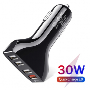 USB automobilio pakrovėjas su greito įkrovimo funkcija 3.0  YKZ 4 Ports