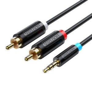 3.5mm Male to 2x Male RCA Cable 1.5m Vention BCLBG Black