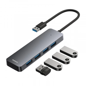 4in1 Hub Baseus UltraJoy Lite USB-A to USB 3.0 15cm (grey)