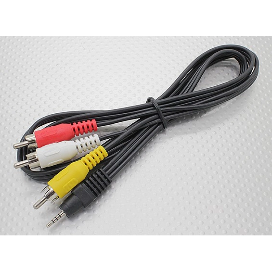 2.5mm to Male Stereo RCA A/V Plugs Adaptor Lead (1000mm)