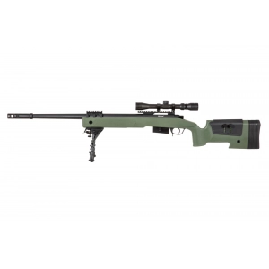 Airsoft ginklas SA-S03 CORE Sniper Rifle Replica with Scope and Bipod - Olive Drab
