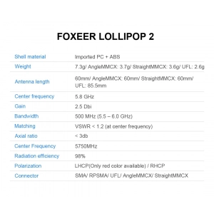 Foxeer Lollipop 4 5.8G RHCP Super Mini Antena SMA juoda (2vn...