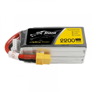TATTU 2200mAh 14.8V 75C 4S1P Lipo Battery Pack with XT60 Long range version