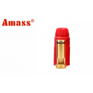 AMASS AS150 7mm paauksuota bananinė jungtis (bullet connector) su anti-kibirkšties funkcija  - vyriška, raudona
