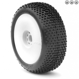 1:8 BUGGY I-BEAM (SOFT - LONG WEAR) EVO WHEEL PRE-MOUNTED WHITE (ONE PAIR)