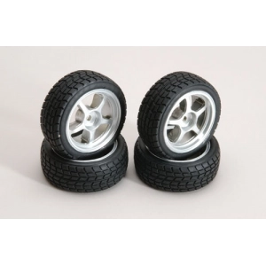 Silver Wheel w/Tread Tyre 1/10 (4pcs) [247]