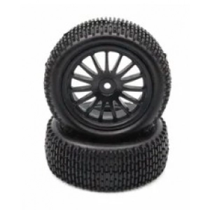 BRC-196336 4WD FRONT TYRE AND RIM HEX 12 MM, 15 SPOKES, 90 * 36 MM (2) - BLACK