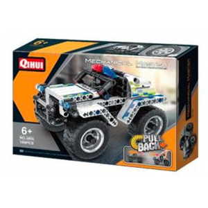 QIHUI: Police Car - PULL BACK Lego stiliaus konstruktorius