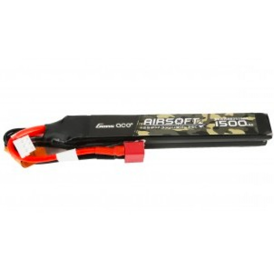 Gens ace 25C 1500mAh 2S1P 7.4V Nunchuck 2X Airsoft Gun Lipo Battery with T Plug